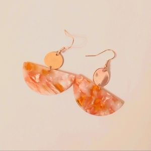 Beautiful orange/pink half disk earrings,brand new